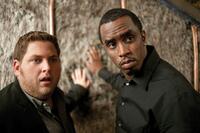 Jonah Hill as Aaron and Sean Combs as Sergio Roma in "Get Him to the Greek."