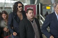 Russell Brand as Aldous and Jonah Hill as Aaron in "Get Him to the Greek."