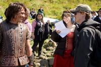 Zooey Deschanel, James Franco and director David Gordon Green on the set of "Your Highness."