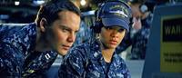 Taylor Kitsch as Alex Hopper and Rihanna as Petty Officer Raikes in "Battleship."