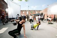 Rick Malambri, director Jon M. Chu and Sharni Vinson on the set of "Step Up 3D."