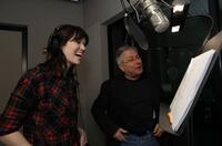 Mandy Moore and Alan Menken on the set of "Tangled."