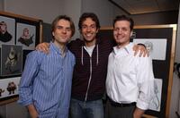 Byron Howard, Zachary Levi and Nathan Greno on the set of "Tangled."
