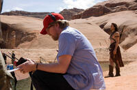 Director Andrew Stanton and Taylor Kitsch on the set of "John Carter."