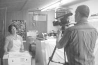 Janet Carter on the set of "Stuck!"