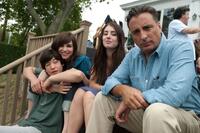Ezra Miller, Julianna Margulies, Dominik Garcia-Lorido and Andy Garcia on the set of "City Island."