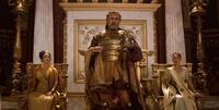 Polly Walker as Cassiopeias, Vincent Regan as King Kepheus and Alexa Davalos as Andromeda in "Clash of the Titans."