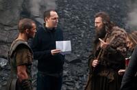 Sam Worthington, director Louis Leterrier and Liam Neeson on the set of "Clash of the Titans."