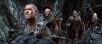 Sam Worthington as Perseus, Liam Cunningham as Solon, Mads Mikkelsen as Draco, Gemma Arterton as Io and Nicholas Hoult as Eusebios in "Clash of the Titans."