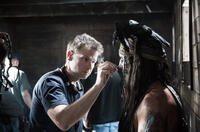 Joel Harlow and Johnny Depp on the set of "The Lone Ranger."