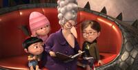 Elsie Fisher voices Agnes, Dana Gaier voices Edith, Julie Andrews voices Gru's Mom and Miranda Cosgrove voices Margo in "Despicable Me."