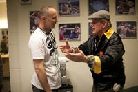 Director/co-writer/producer Gavin O'Connor and Nick Nolte on the set of "Warrior."