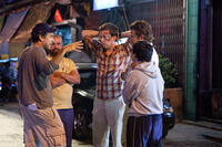 Director Todd Phillips, Zach Galifianakis, Ed Helms, Bradley Cooper, and Ken Jeong on the set of "The Hangover Part II."