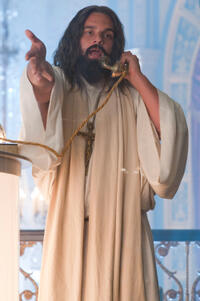 Jake Johnson as Jesus in "A Very Harold & Kumar Christmas."