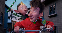 Bryony voiced by Ashley Jensen and Arthur voiced by James McAvoy in "Arthur Christmas."