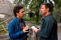 Director Shawn Levy and Hugh Jackman on the set of "Real Steel."