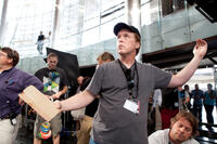 Director Brad Bird on the set of "Mission: Impossible - Ghost Protocol."