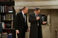 Paul Bettany as Interpol Agent Acheson and Timothy Dalton as Interpol Agent Jones in "The Tourist."