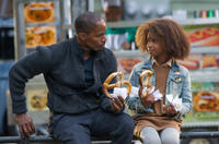 Jamie Foxx as Stacks and Quvenzhane Wallis as Annie in "Annie."