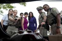 Allison Brie, Marley Shelton, Adam Brody, Neve Campbell, Courtney Cox, David Arquette and Anthony Anderson in "Scream 4."