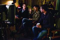 Director John Erick Dowdle, producer M. Night Shyamalan and executive producer Drew Dowdle on the set of "Devil."