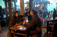 Writer/producer/director M. Night Shyamalan, Dev Patel and Shaun Toub on the set of "The Last Airbender."