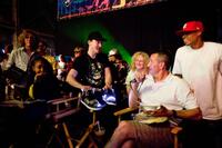 Bart, Adam Shankman and Jamal Sims on the set of "Step Up 3."