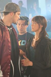 Rick Malambri, director Jon M. Chu and Sharni Vinson on the set of "Step Up 3."