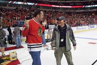 Vince Vaughn and director Ron Howard on the set of "The Dilemma."