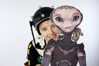 Elisabeth Harnois on the set of "Mars Needs Moms."