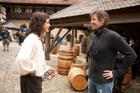 Logan Lerman and director Paul W. S. Anderson on the set of "The Three Musketeers."