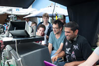 Thomas Mann, Oliver Cooper, producer Todd Phillips and director Nima Nourizadeh on the set of "Project X."