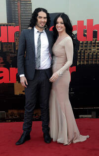 Russell Brand and Katy Perry at the London premiere of "Arthur."