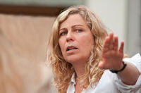 Director Lone Scherfig on the set of "One Day."