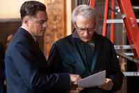 Director Clint Eastwood and Leonardo DiCaprio on the set of "J. Edgar."