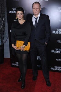 Megan Everett and Stellan Skarsgard at the New York premiere of "The Girl With The Dragon Tattoo."