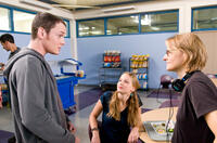 Anton Yelchin, Jennifer Lawrence and Jodie Foster on the set of "The Beaver."