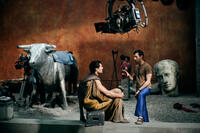 Henry Cavill and director Tarsem Singh on the set of "Immortals."
