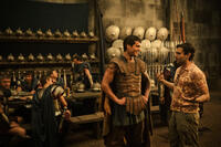 Henry Cavill and director Tarsem Singh on the set of "Immortals."