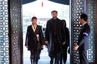 Rila Fukushima as Yukio and Hugh Jackman as Logan in "The Wolverine."