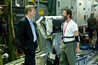 Producer Christopher Nolan and director Zack Snyder on the set of "Man of Steel."