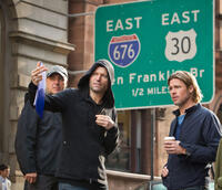 Director Marc Forster and Brad Pitt on the set of "World War Z."
