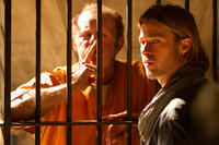 David Morse as Ex-CIA Agent and Brad Pitt as Gerry Lane in "World War Z."