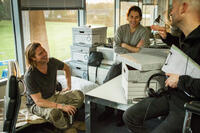 Brad Pitt, producer Jeremy Kleiner and director Marc Forster on the set of "World War Z."