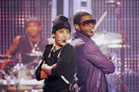 Justin Bieber with Usher in "Justin Bieber: Never Say Never."