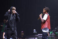 Justin Bieber with Jaden Smith in "Justin Bieber: Never Say Never."