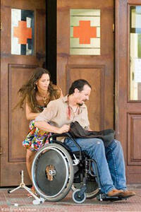 Mariana Loureiro as Carmo and Fele Martinez as Marco in "Carmo, Hit the Road."