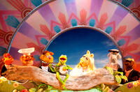 Scooter, Swedish Chef, Fozzie Bear, Kermit, Miss Piggy, Sam Eagle, Beauregard and Link Hogthrob in "The Muppets."
