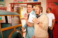 Jason Segel and director James Bobin on the set of "The Muppets."