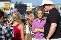 AnnaSophia Robb, Carrie Underwood and director Sean McNamara on the set of "Soul Surfer."